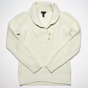 VTG Lauren Ralph Lauren Jeans Co. Cream Knit Sweater Long Sleeves Women Size L